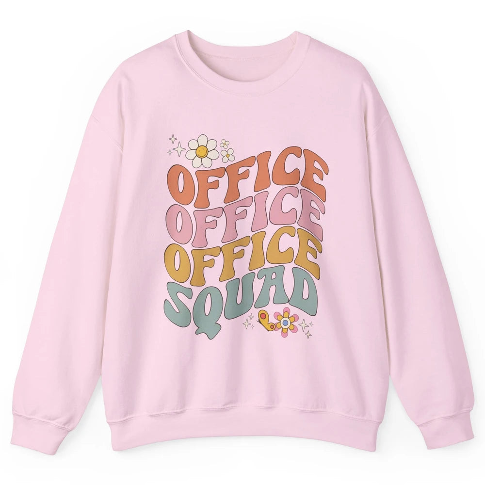 Retro Office Squad Hippie Groovy Office Staff Positive Mind Unisex Crewneck Sweatshirt