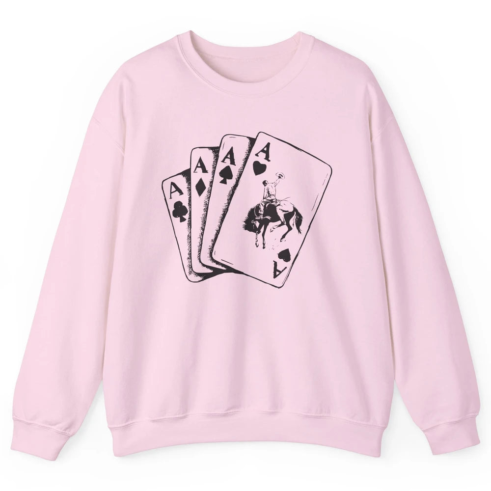 Punchy Cowboy Hold Your Horses Cards Western Country Rodeo Unisex Crewneck Sweatshirt