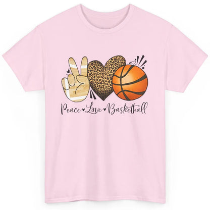 Peace Love Basketball Leopard Heart Basketball Lovers Gift Classic Unisex T-Shirt
