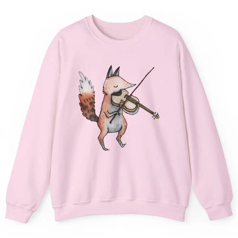 Vintage Fox Playing Violin Funny Violinist Musician Gift Unisex Crewneck Sweatshirt