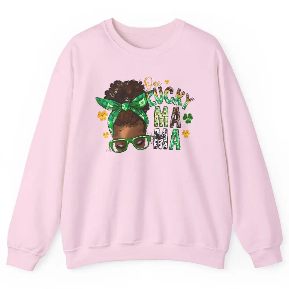 One Lucky Mama Afro Mom St Patrick's Day Black Mother Gift Unisex Crewneck Sweatshirt