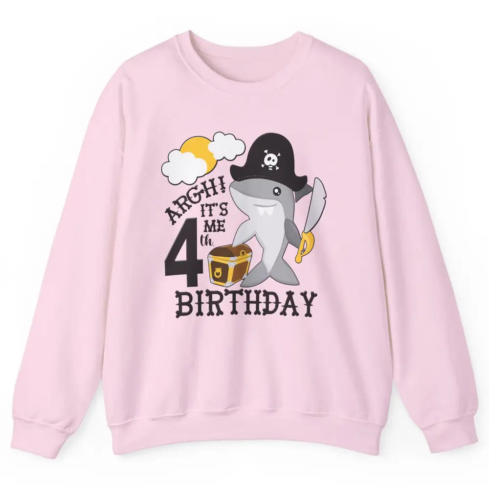 Pirate Shark 4th Birthday Party 4th Birthday Boy Girl Gift Unisex Crewneck Sweatshirt