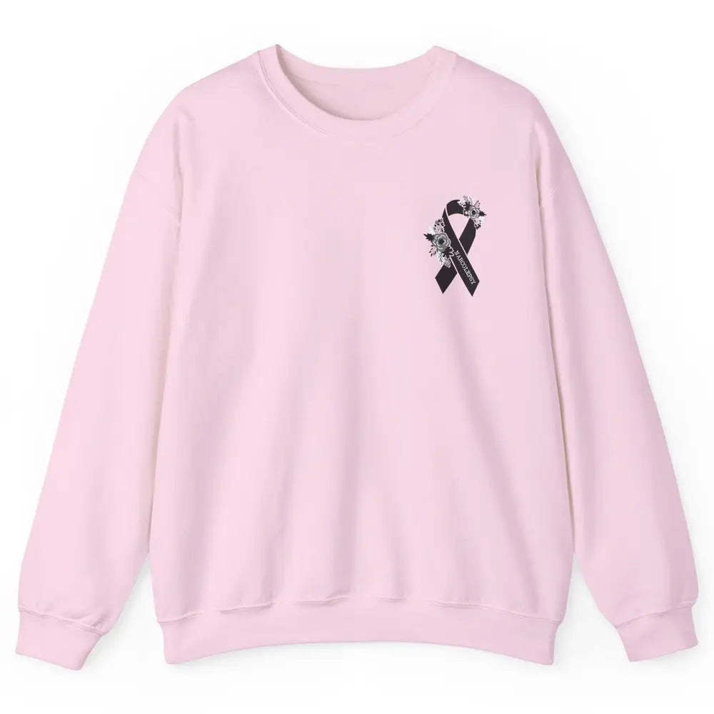 Narcolepsy Awareness Floral Black Ribbon Narcolepsy Support Unisex Crewneck Sweatshirt