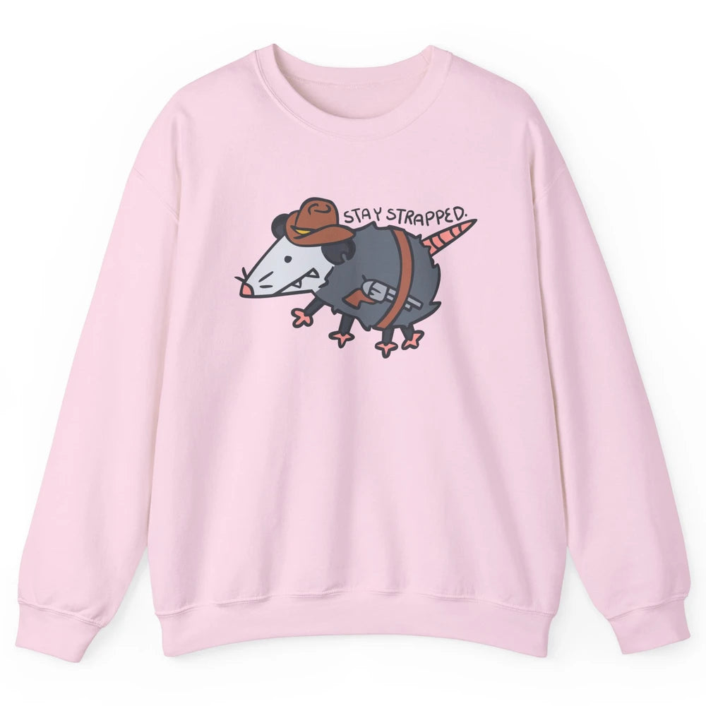 Retro Cowboy Opossum Stay Trapped Western Country Opossum Unisex Crewneck Sweatshirt