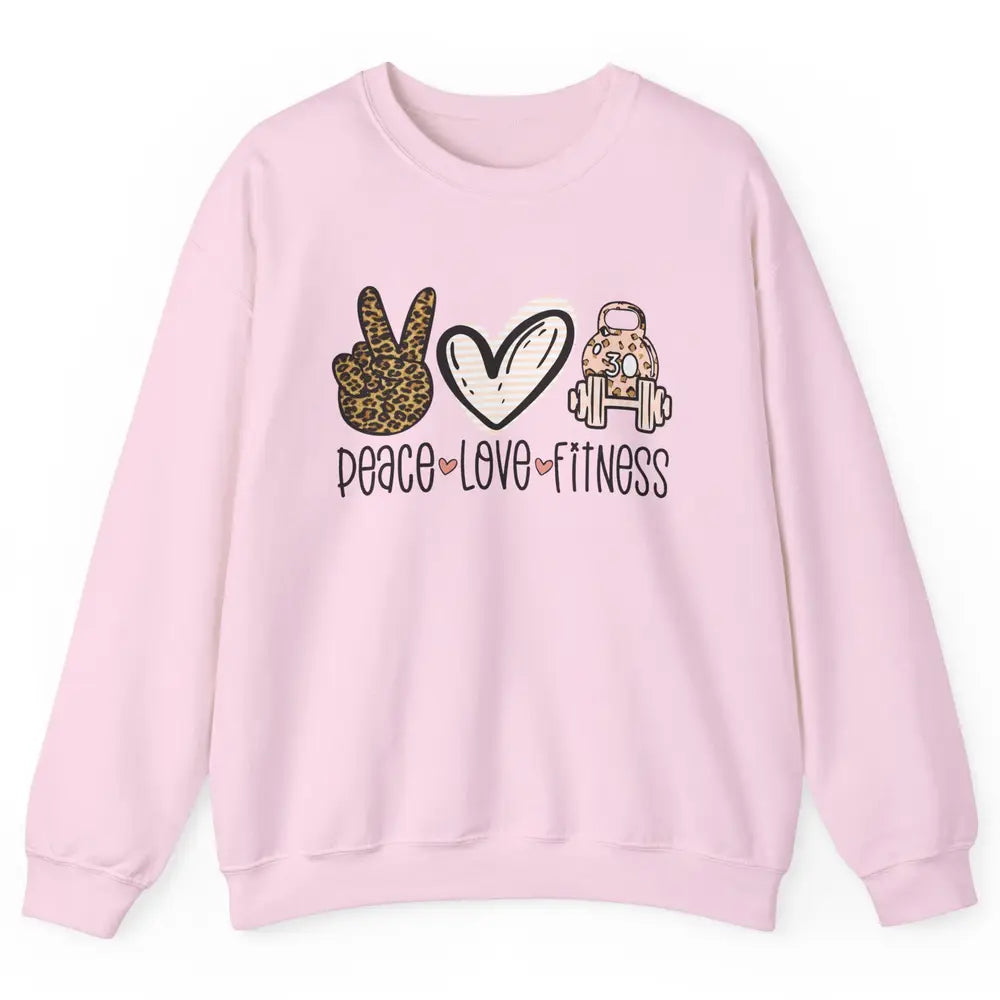 Peace Love Fitness Leopard Fitness Workout Gym Trainer Gift Unisex Crewneck Sweatshirt