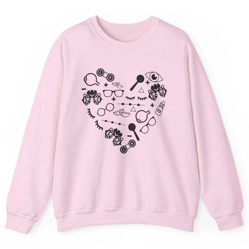 Optometry Symbols Heart Eyeglasses Spectacles Optician Life Unisex Crewneck Sweatshirt