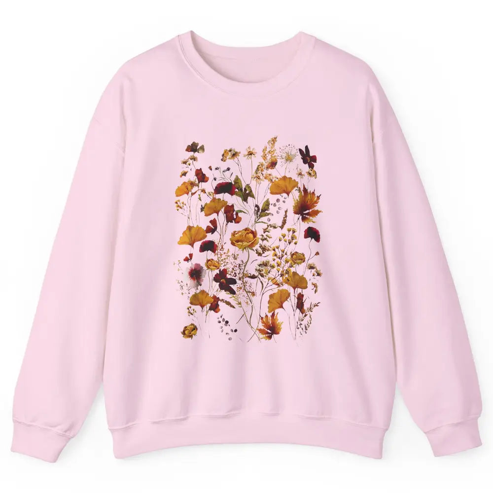 Pressed Flowers Plant Botanical Garden Wildflower Vintage Unisex Crewneck Sweatshirt