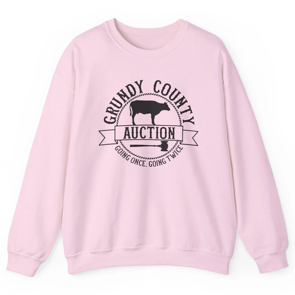 Retro Cow Cattle Grundy County Auction Western Country Farm Unisex Crewneck Sweatshirt