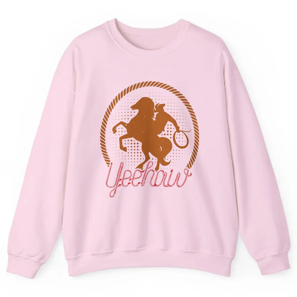 Retro Cowboy Lasso Hat Yeehaw Western Country Cowgirls Horse Unisex Crewneck Sweatshirt