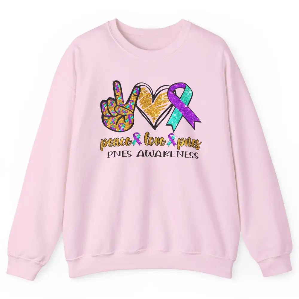 Psychogenic Non-epileptic Seizures Peace Love PNES Ribbon Unisex Crewneck Sweatshirt