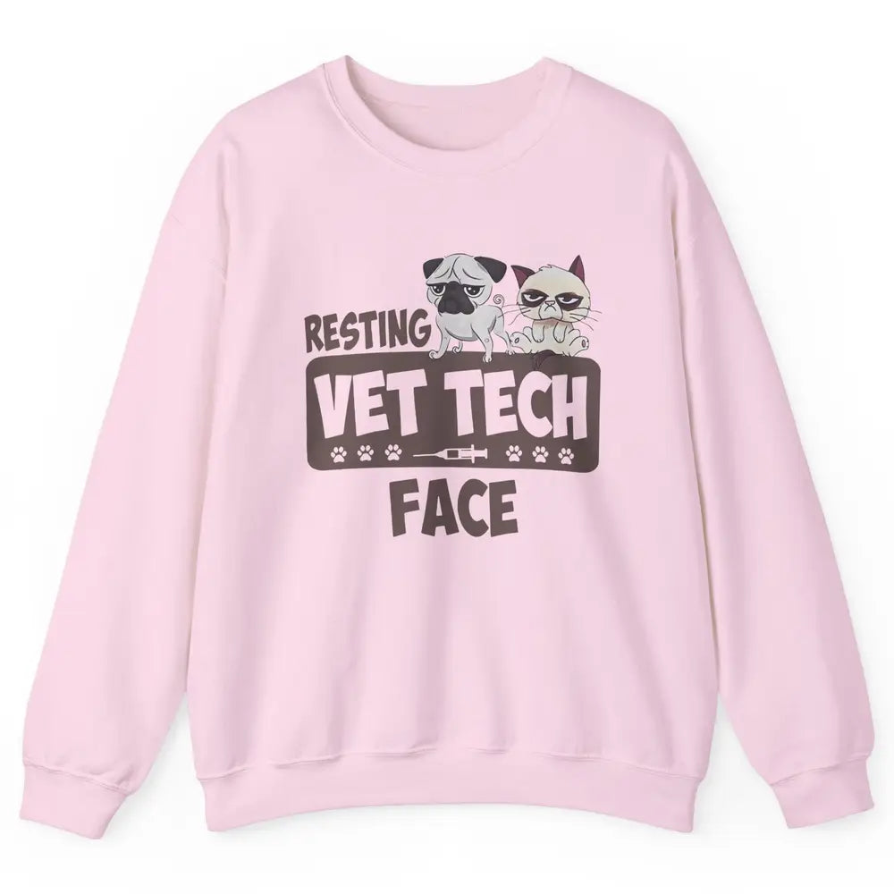 Resting Vet Tech Animal Face Nurse Veterinarian Dog Cat Paw Unisex Crewneck Sweatshirt