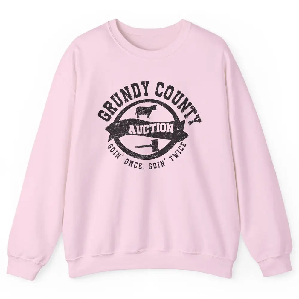 Retro Bull Skull Grundy County Auction Western Country Farm Unisex Crewneck Sweatshirt