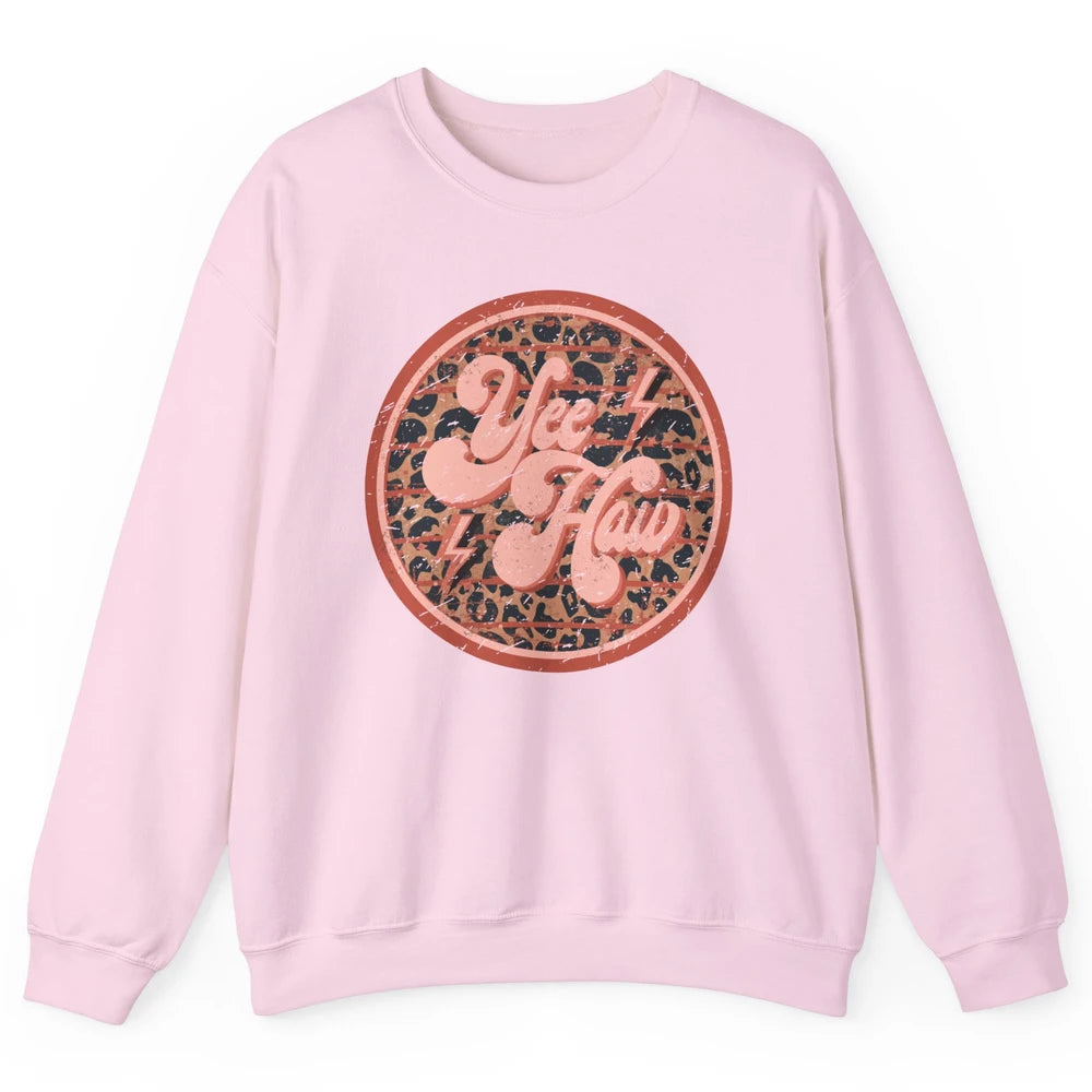 Retro Cowboy Yeehaw Leopard Western Country Cowgirls Horse Unisex Crewneck Sweatshirt