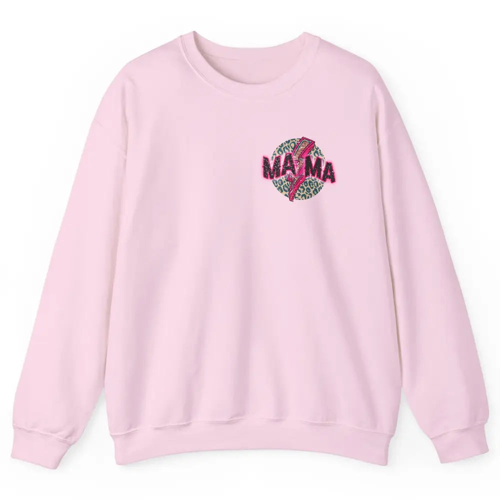 Retro Mama Leopard Pink Lightning Bolt Western Country Mama Unisex Crewneck Sweatshirt