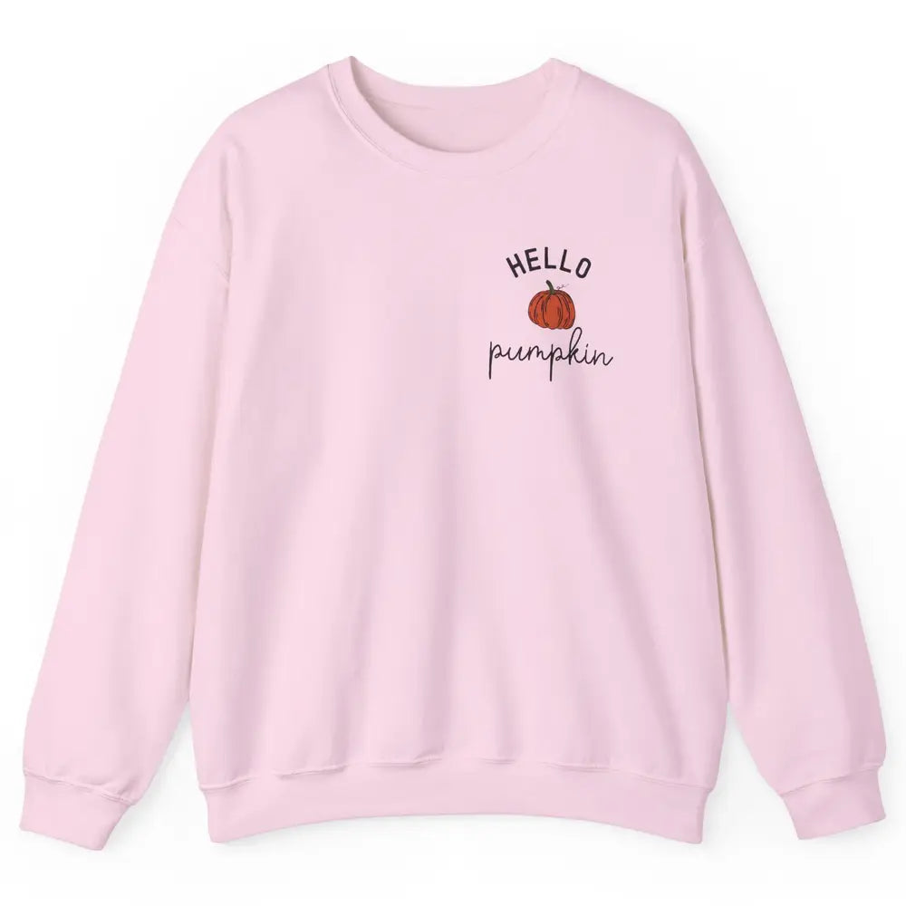 Pumpkin Halloween Hello Pumpkin Fall Thanksgiving Pocket Unisex Crewneck Sweatshirt