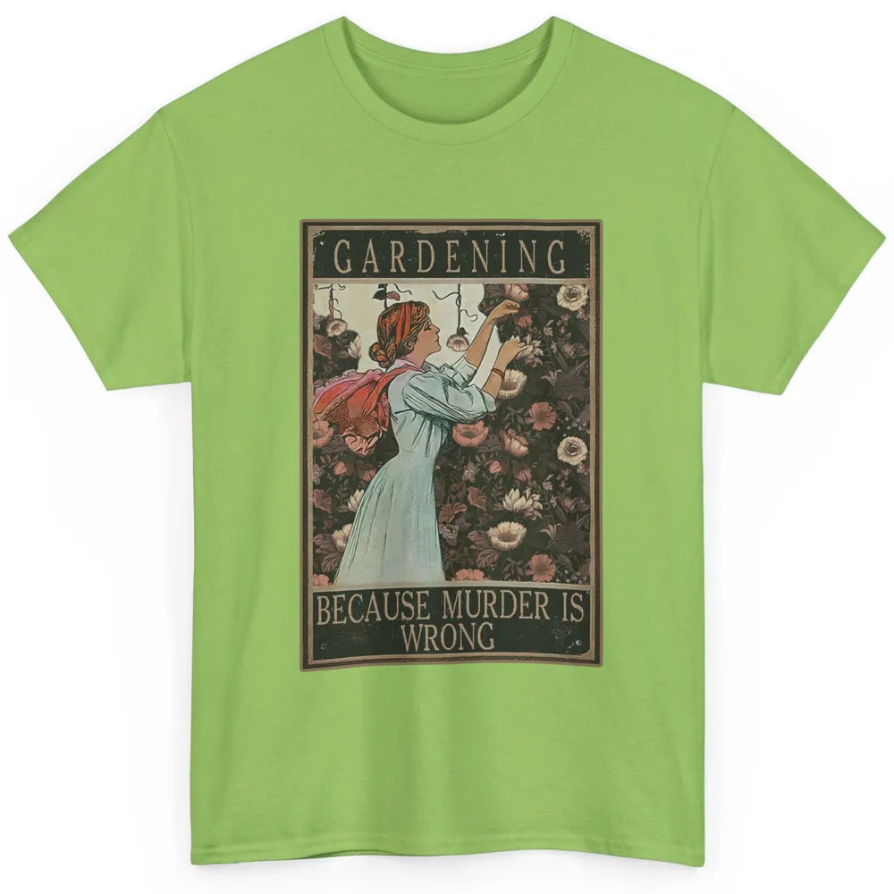 Retro Plant Mom Gardening Because Murder Is Wrong Gardener Classic Unisex T-Shirt
