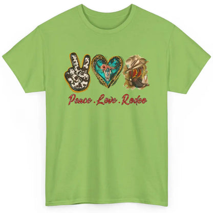 Retro Peace Love Rodeo Cowboy Boots Western Country Cowgirl Classic Unisex T-Shirt