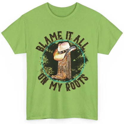 Retro Leopard Cowboy Boots Blame It On My Roots Western Girl Classic Unisex T-Shirt