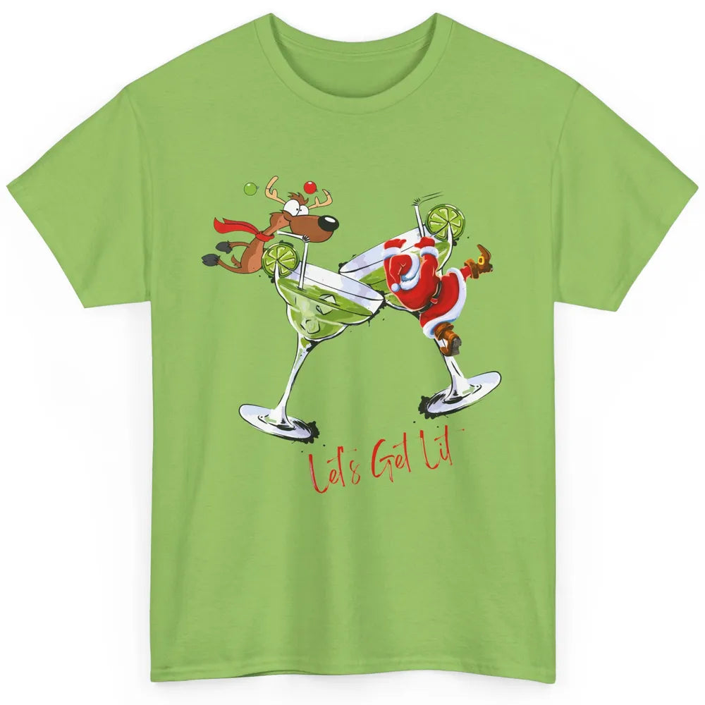 Party Santa & Reindeer Cocktail Glasses Let's Get Lit Xmas Classic Unisex T-Shirt