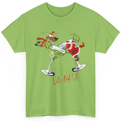 Party Santa & Reindeer Cocktail Glasses Let's Get Lit Xmas Classic Unisex T-Shirt