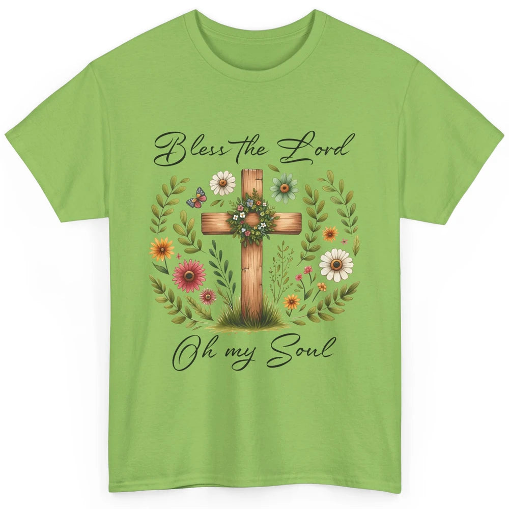 Bible Verse Bless The Lord Oh My Soul Christian Cross Retro Jesus Christ Church Classic Unisex T-Shirt