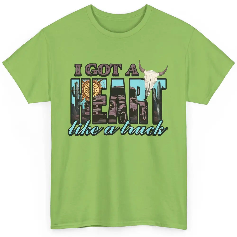 Retro Desert Bull Skull I Got A Heart Like A Truck Western Classic Unisex T-Shirt