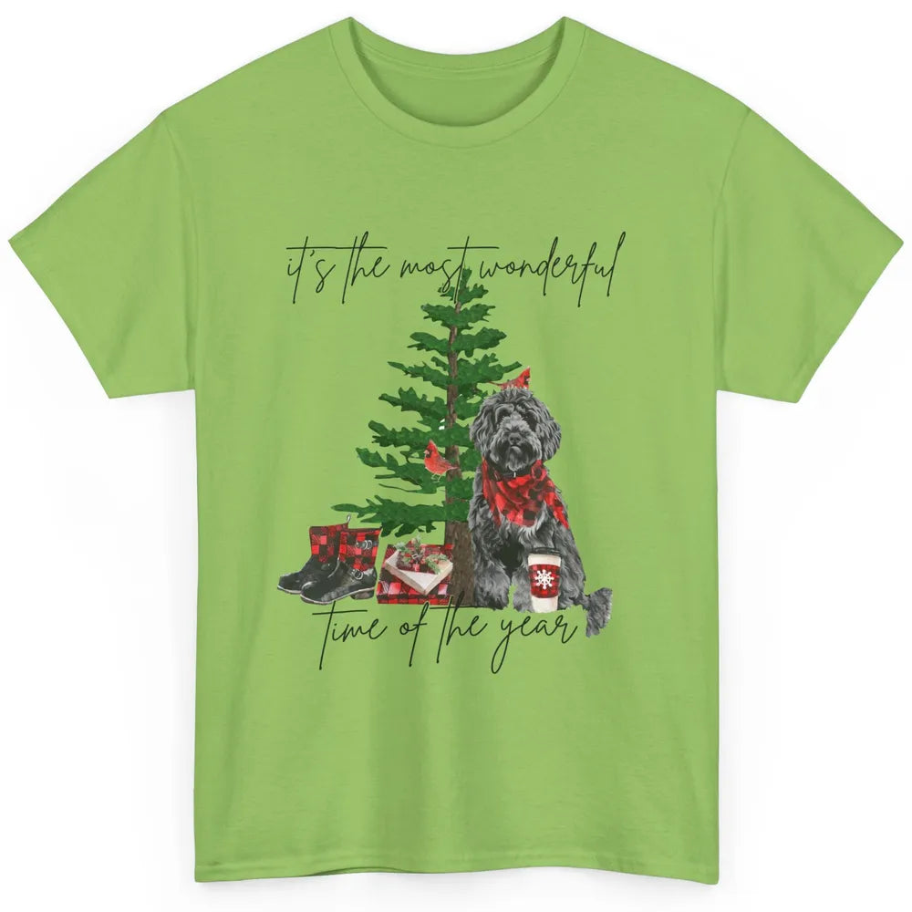 Black Golden Labradoodle Christmas Tree Most Wonderful Time Classic Unisex T-Shirt