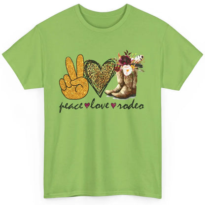 Retro Peace Love Rodeo Cowboy Boots Western Country Cowgirl Classic Unisex T-Shirt