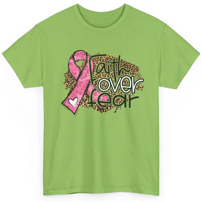 Pink Ribbon Breast Cancer Awareness Faith Over Fear Leopard Classic Unisex T-Shirt