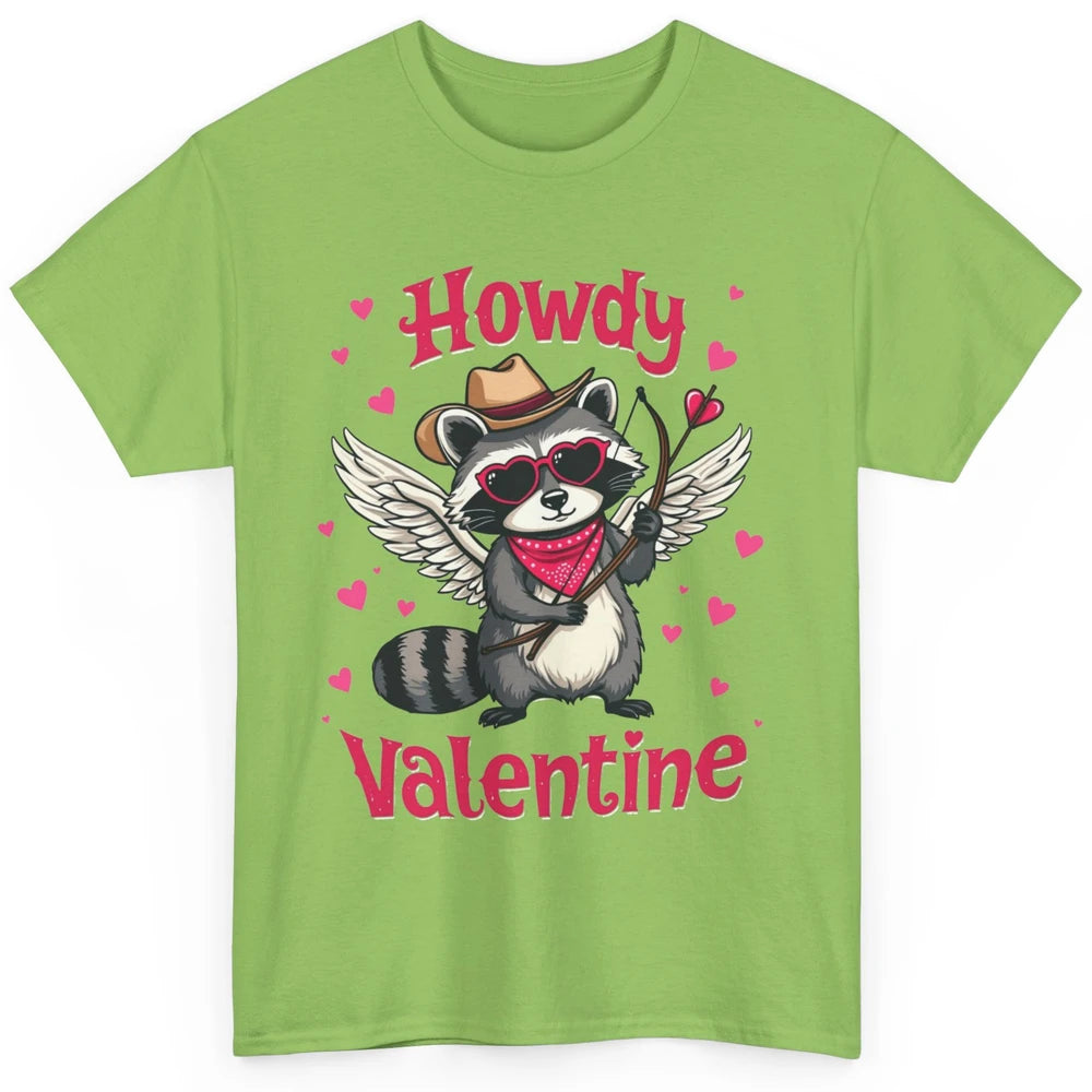 Howdy Valentine Cowboy Hat Cupid Raccoon Funny Opossum Love Heart Cute Western Possum Rodeo Classic Unisex T-Shirt