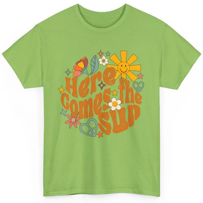 Retro Daisy Rainbow Sunrise Here Comes The Sun Hippie Girl Classic Unisex T-Shirt