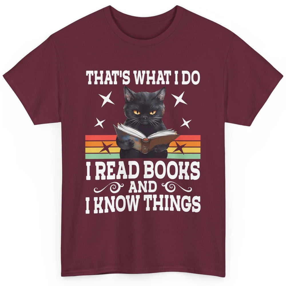 Retro Cat Books The Reader Black Cat Reading Books Bookish Bookworm Kitten Classic Unisex T-Shirt