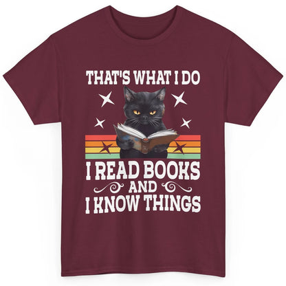 Retro Cat Books The Reader Black Cat Reading Books Bookish Bookworm Kitten Classic Unisex T-Shirt