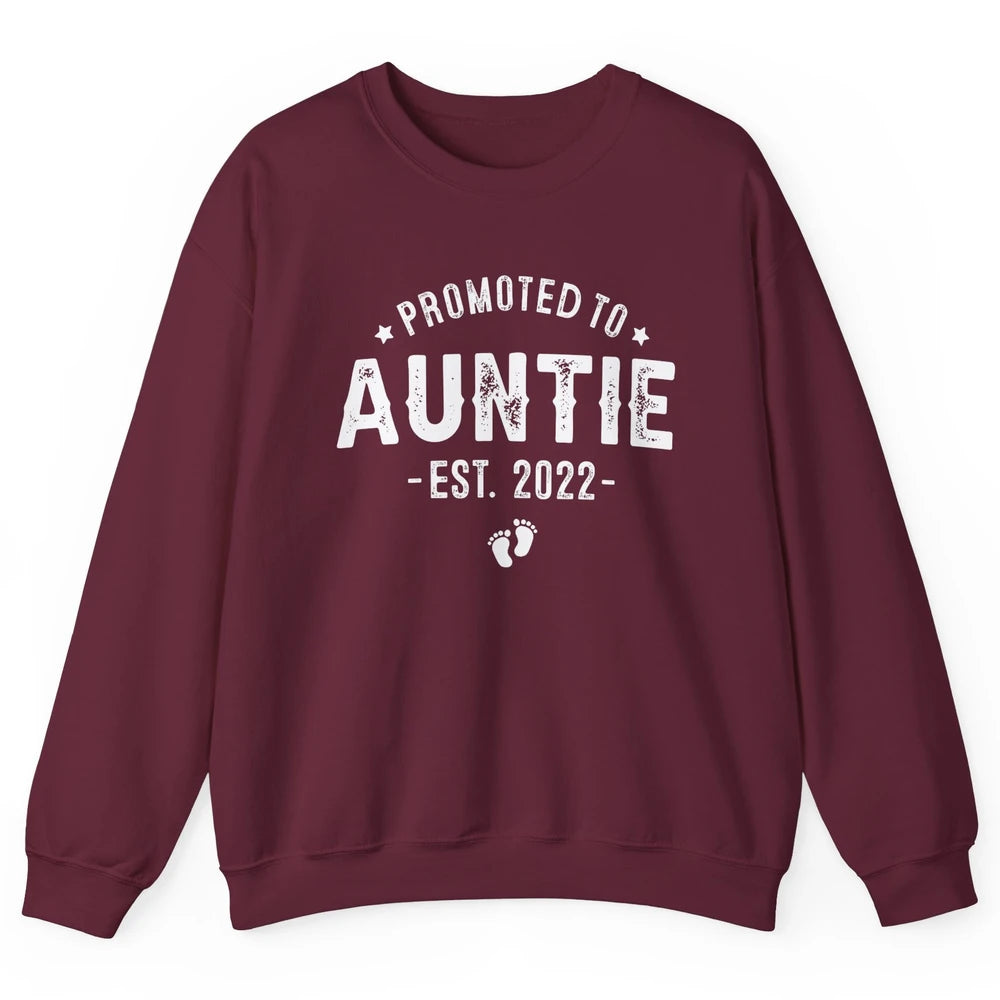 Promoted To Auntie Est 2022 Auntie To Be Pregnancy Reveal Unisex Crewneck Sweatshirt