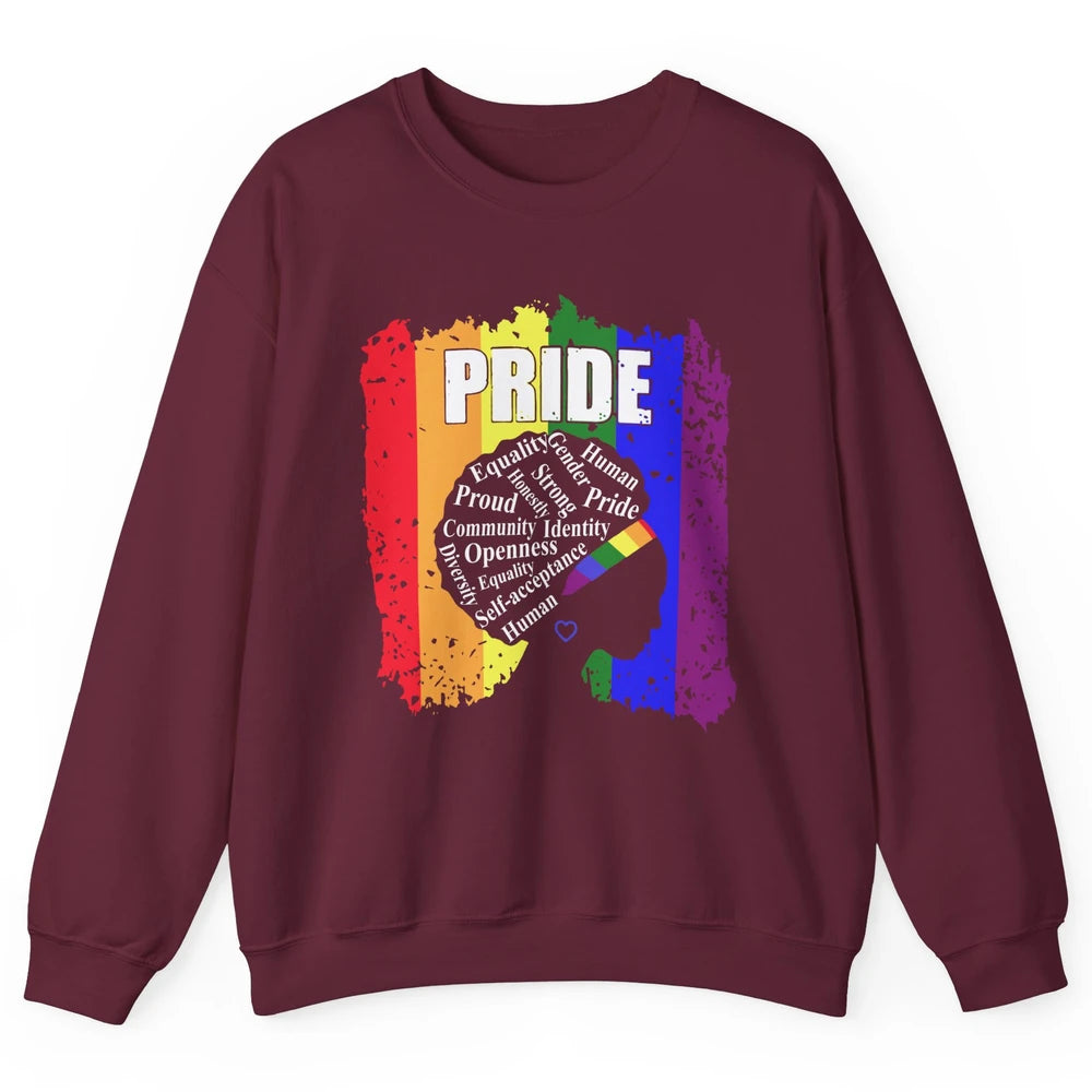 Proud Afro Girl Gay Pride Month Equality Unisex Crewneck Sweatshirt