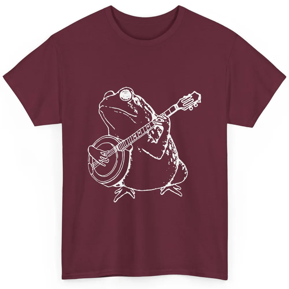 Retro Frog Playing Banjo Musician Banjo Player Music Vintage Classic Unisex T-Shirt