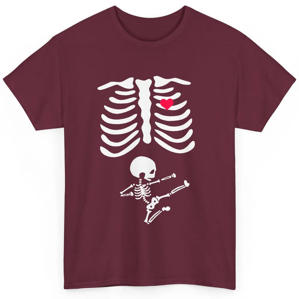 Pregnant Halloween Skeleton Naughty Baby Boy Pumpkin Costume Classic Unisex T-Shirt