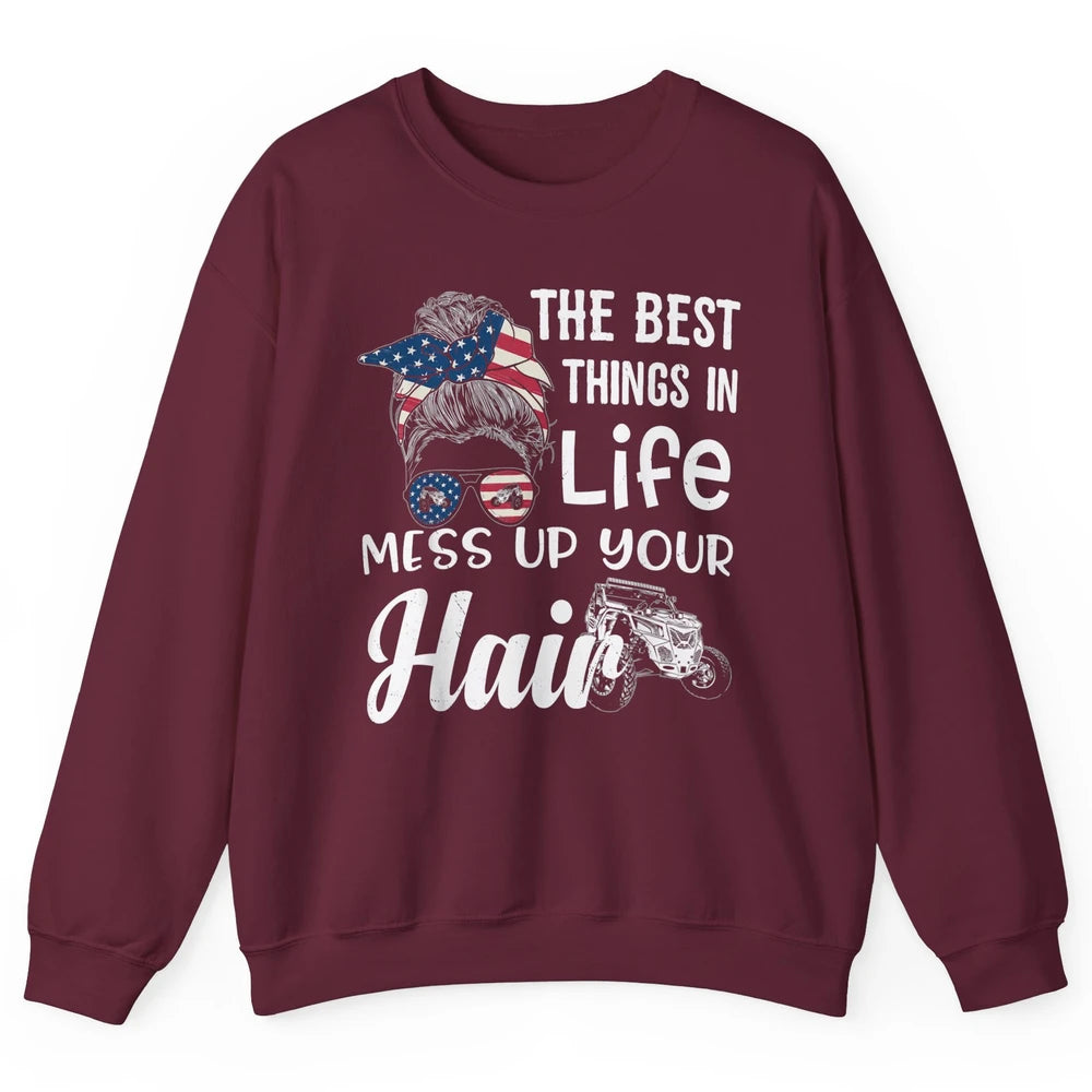 Retro Mess Up Your Hair Motocross Quad Biker ATV SXS Offroad Unisex Crewneck Sweatshirt