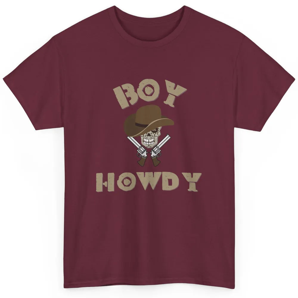 Retro Boy Howdy Rodeo Cowboy Skull Vintage Western Country Classic Unisex T-Shirt
