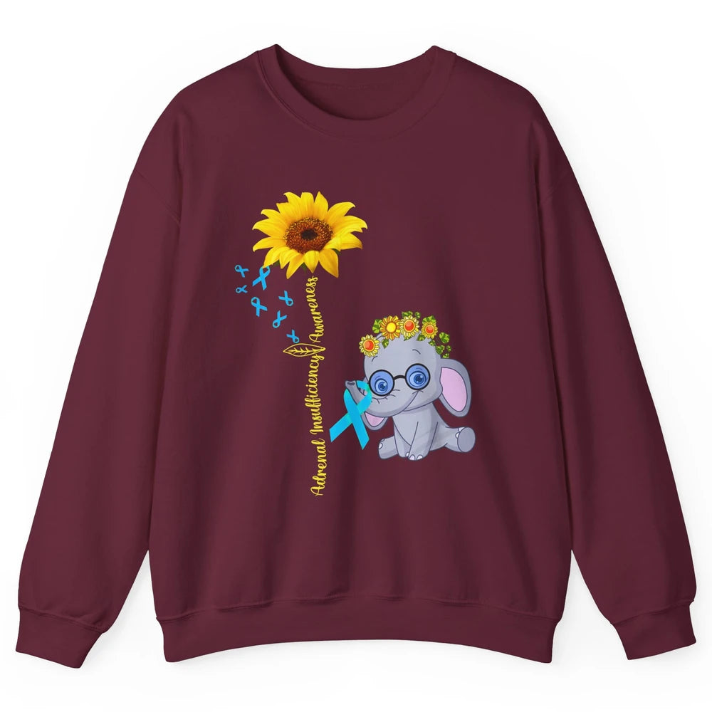 Adrenal Insufficiency Awareness Baby Elephant Sunflower Unisex Crewneck Sweatshirt
