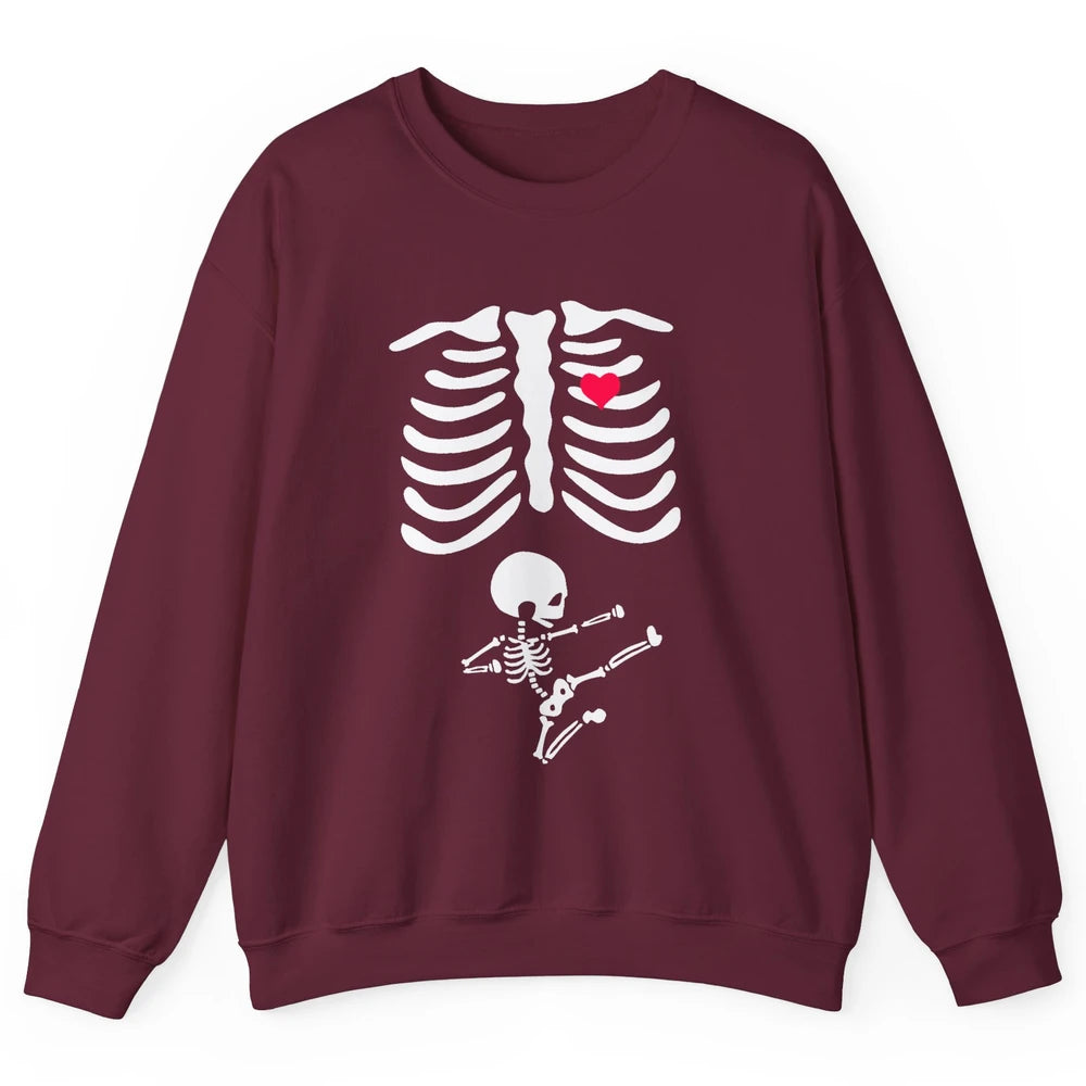 Pregnant Halloween Skeleton Naughty Baby Boy Pumpkin Costume Unisex Crewneck Sweatshirt