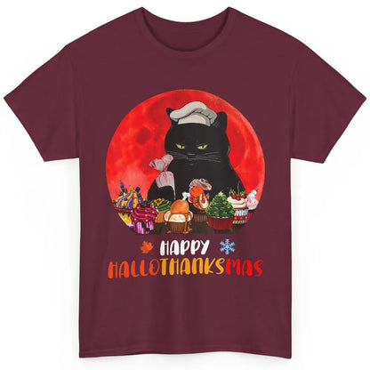 Black Cat Happy Hallothanksmas Baker Cat Halloween Christmas Classic Unisex T-Shirt