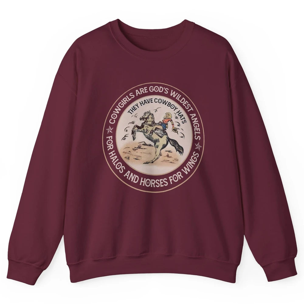 Retro Cowgirls Are God's Wildest Angel Western Country Rodeo Unisex Crewneck Sweatshirt