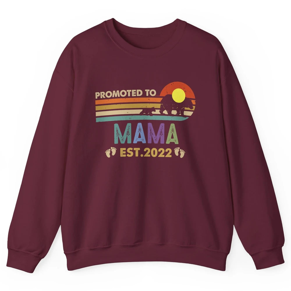 Retro Mama Bear Promoted To Mama Est 2022 First Mothers Day Unisex Crewneck Sweatshirt