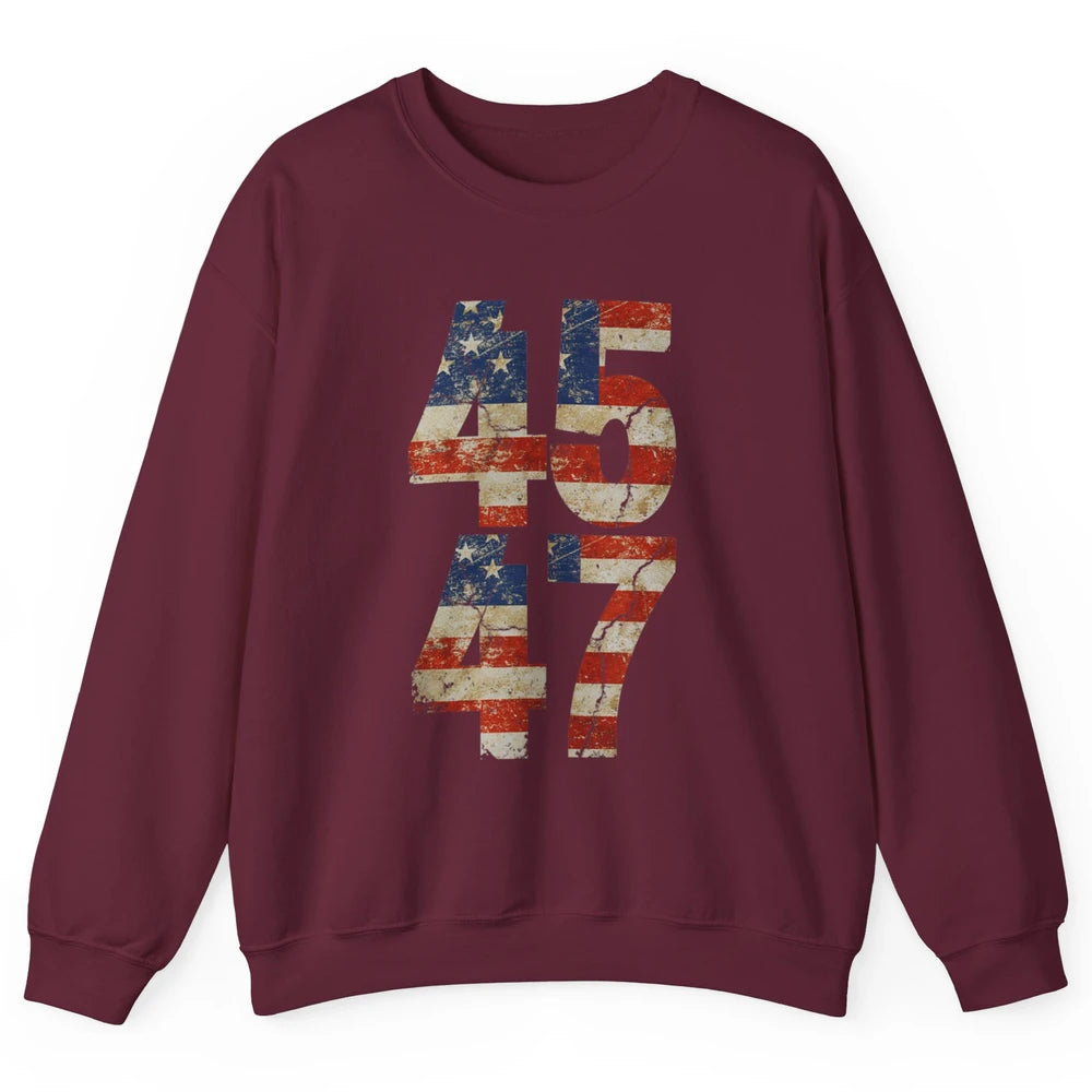 Retro 45 47 Vote Donald Trump Save America Again Republican Unisex Crewneck Sweatshirt