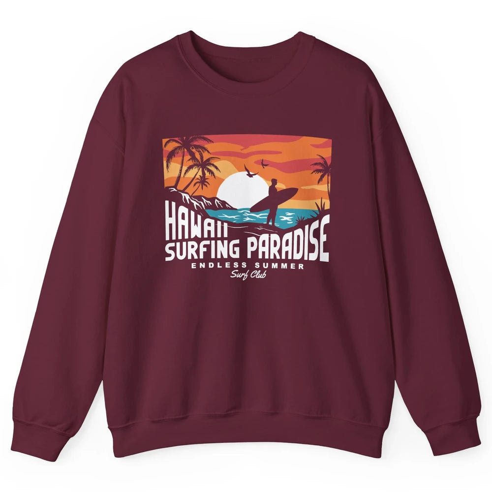 Retro Hawaii Palms Surfing Paradise Surf Club Endless Summer Unisex Crewneck Sweatshirt