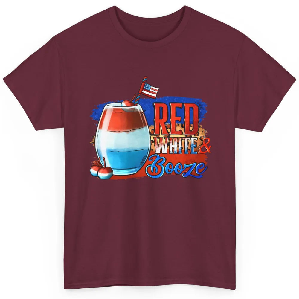 Red White & Booze Leopard US Flag 4th of July American Booze Classic Unisex T-Shirt