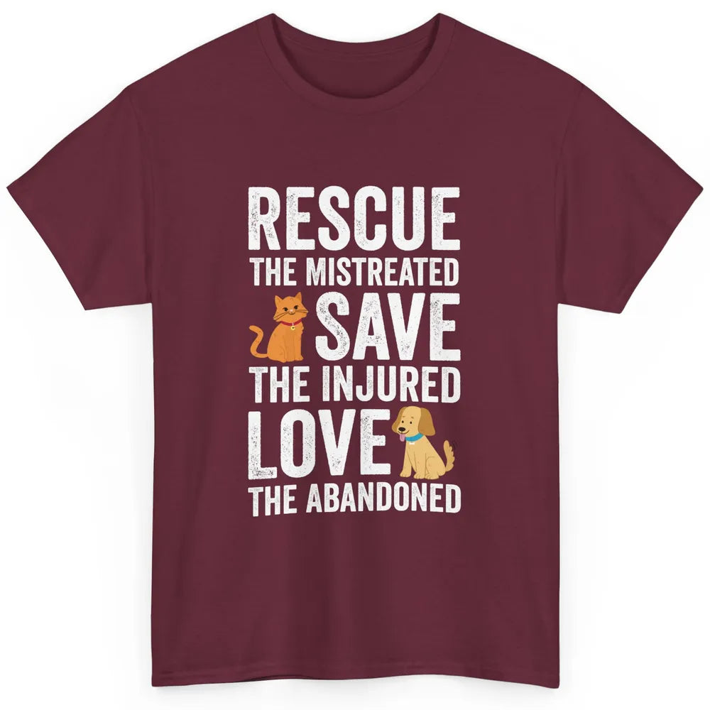 Rescue Mistreated Save Injured Adopt Dog Cat Animal Rescuer Classic Unisex T-Shirt