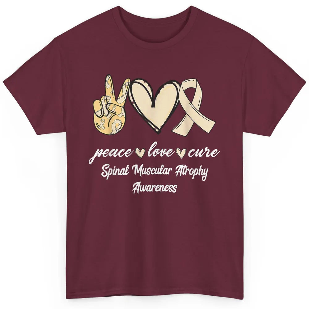 Peace Love Cure Cream Ribbon Spinal Muscular Atrophy SMA Classic Unisex T-Shirt