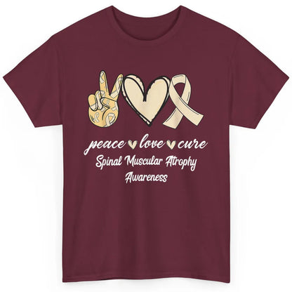 Peace Love Cure Cream Ribbon Spinal Muscular Atrophy SMA Classic Unisex T-Shirt